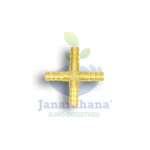 8mm 4-Way Nipple Joiner – Full Brass Cross Connector for Agricultural Sprayers & Hose Lines