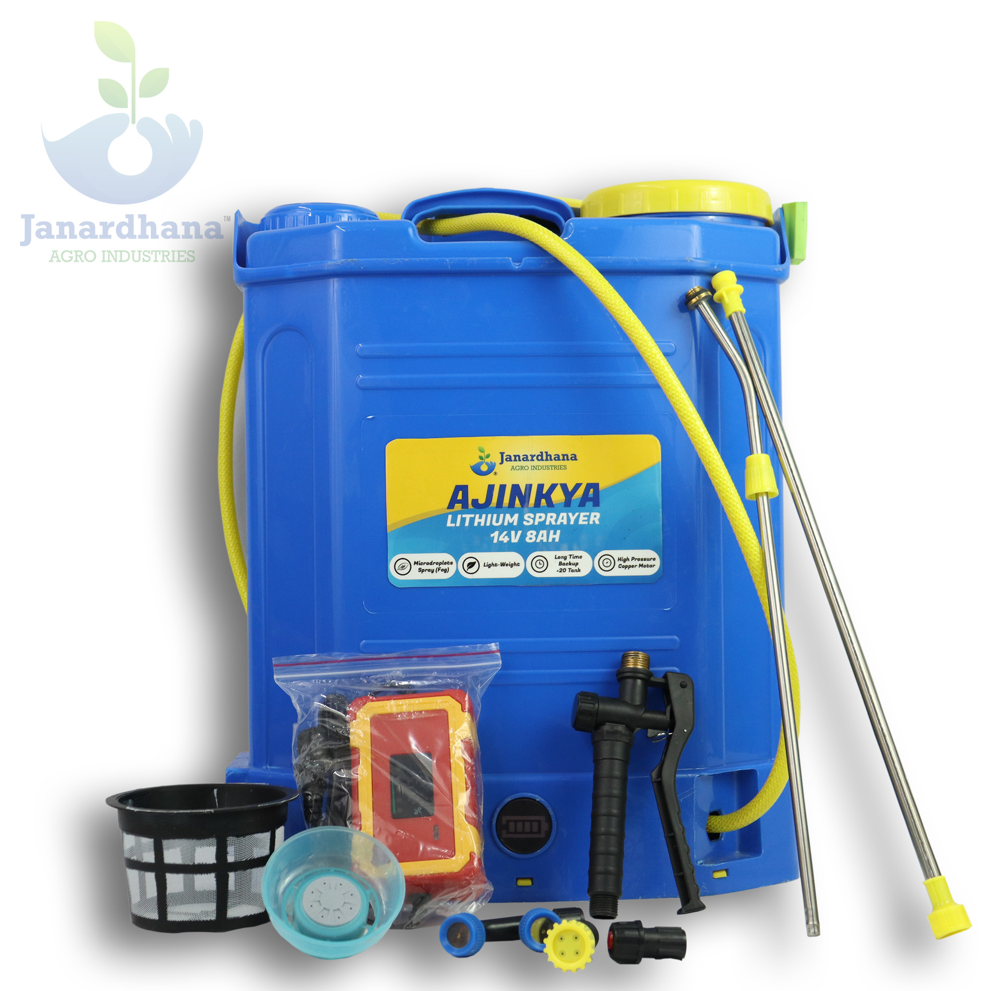 Janardhana Agro Industries Ajinkya 16L 14V 8Ah LiFePO4 Lithium Battery Sprayer | High Pressure 6 LPM Motor | Heavy Duty Agriculture Spray Pump (Made in India) - Image 5
